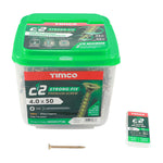 TIMCO  4.0 X 50 TUB C2 Premium Industrial Twin Cut Screws  PZ Yellow