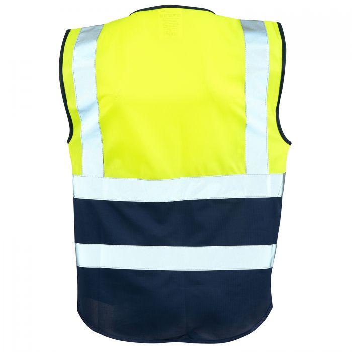 SUPERTOUCH HI VIZ EXECUTIVE YELLOW - NAVY ZIP VEST H115