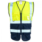 SUPERTOUCH HI VIZ EXECUTIVE YELLOW - NAVY ZIP VEST H115