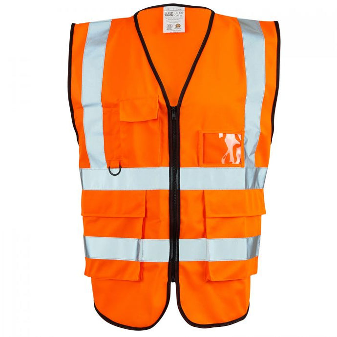 SUPERTOUCH HI VIZ EXECUTIVE ORANGE  ZIP VEST