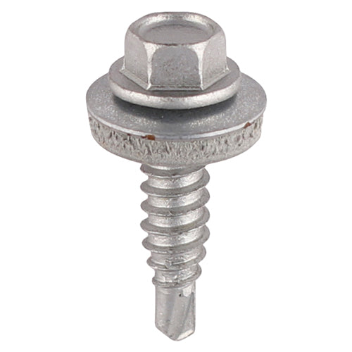 Metal Construction Light Section Screws - Hex - EPDM Washer - Self-Drilling - Exterior - Silver Organic 5.5 x 25